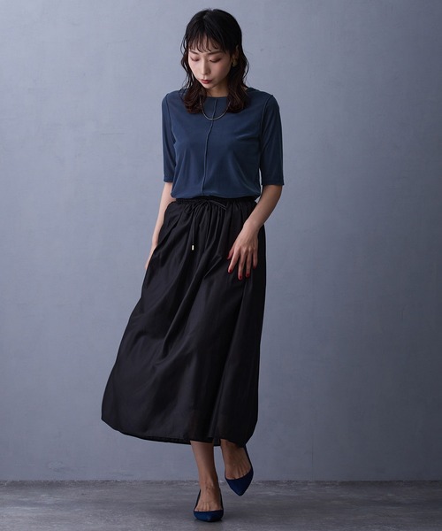 NICOLE white（ニコルホワイト）の「シアーベロアTシャツ（Tシャツ/カットソー・レディース・ブラウン/ブルー/ブラック・FREE）」の8枚目の写真