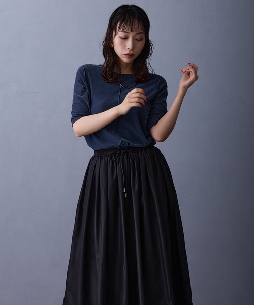 NICOLE white（ニコルホワイト）の「シアーベロアTシャツ（Tシャツ/カットソー・レディース・ブラウン/ブルー/ブラック・FREE）」の9枚目の写真