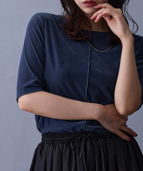 NICOLE white（ニコルホワイト）の「シアーベロアTシャツ（Tシャツ/カットソー・レディース・ブラウン/ブルー/ブラック・FREE）」の11枚目の写真