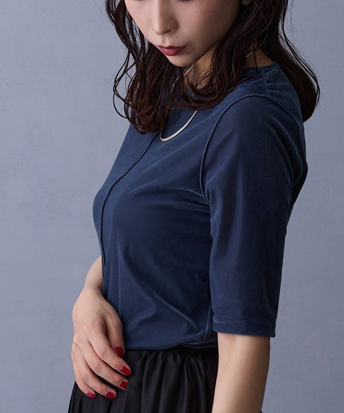 NICOLE white（ニコルホワイト）の「シアーベロアTシャツ（Tシャツ/カットソー・レディース・ブラウン/ブルー/ブラック・FREE）」の12枚目の写真