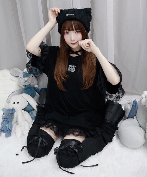 Whinny（ホワイニー）の「Whinny/ロマンチストキュートT（Tシャツ/カットソー・レディース・ブラック/サックスブルー/ホワイト・FREE）」の12枚目の写真