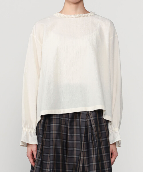 LE GLAZIK（ルグラジック）の「LE GLAZIK | ポリエステルコットン ラッフルシャツ WOMEN（シャツ/ブラウス・レディース・グリーン系その他/クリーム/ブラック・36）」の10枚目の写真