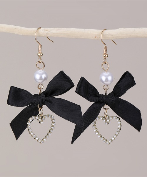 Mayree(メイリー)の「【urge select】リボン×ハート レース パール ピアス(ピアス(両耳用)・レディース・ホワイト系1/ホワイト系2/ホワイト系3/ブラック系2/ブラック系1/ブラック系3/ピンク系1/ピンク系2/ピンク系3・FREE)」の7枚目の写真