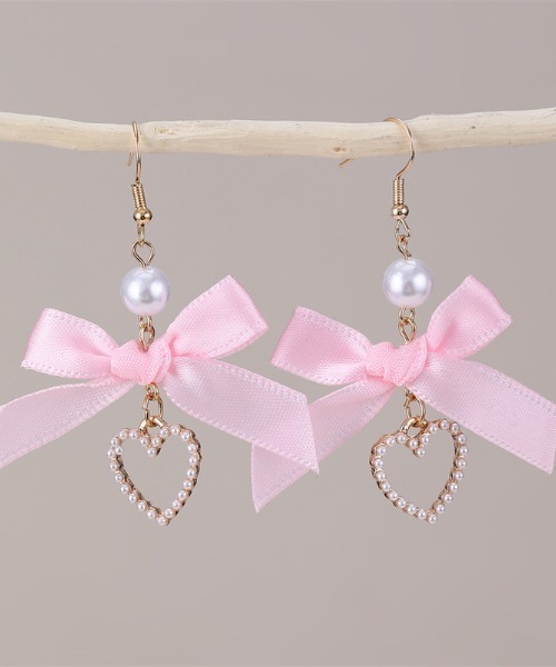 Mayree(メイリー)の「【urge select】リボン×ハート レース パール ピアス(ピアス(両耳用)・レディース・ホワイト系1/ホワイト系2/ホワイト系3/ブラック系2/ブラック系1/ブラック系3/ピンク系1/ピンク系2/ピンク系3・FREE)」の9枚目の写真