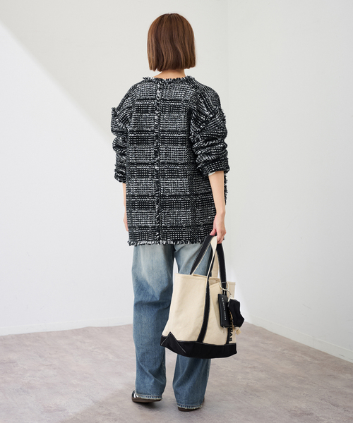 FRAMeWORK（フレームワーク）の「ツイードライクニットジャケット（その他アウター・レディース・ブラック・FREE）」の6枚目の写真