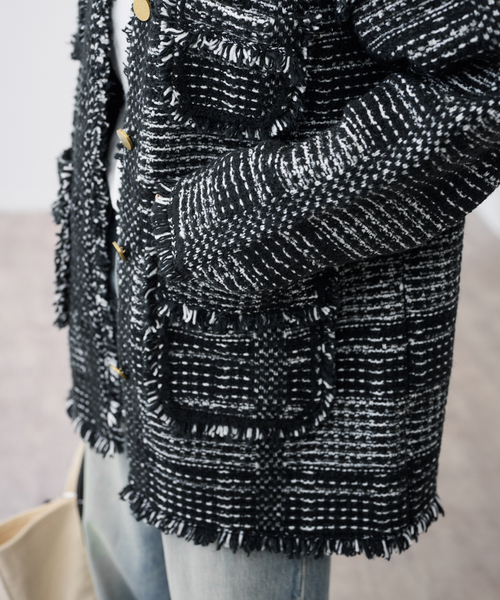 FRAMeWORK（フレームワーク）の「ツイードライクニットジャケット（その他アウター・レディース・ブラック・FREE）」の17枚目の写真