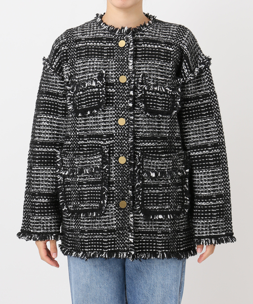 FRAMeWORK（フレームワーク）の「ツイードライクニットジャケット（その他アウター・レディース・ブラック・FREE）」の18枚目の写真