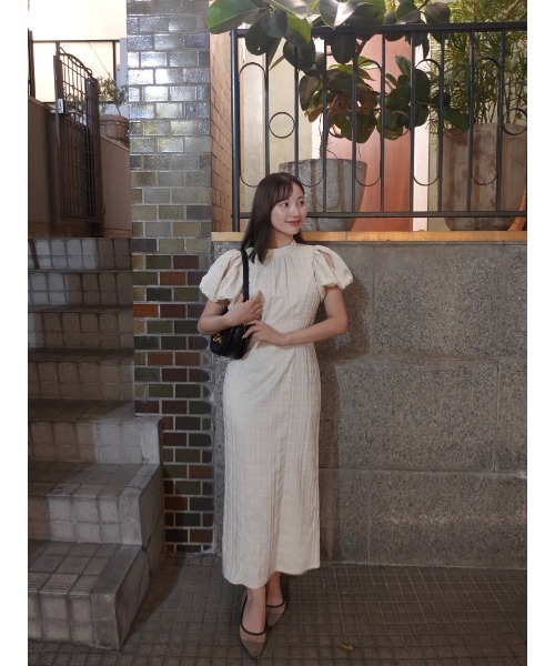 ワンピース Her lip to Bloom-Sleeve Jacquard Dress Bloom-Sleeve Jacquard Dress（ワンピース）｜Her lip to（ハー