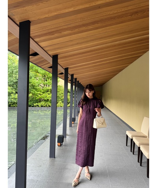 ワンピース Her lip to Bloom-Sleeve Jacquard Dress Bloom-Sleeve Jacquard Dress（ワンピース）｜Her lip to（ハー