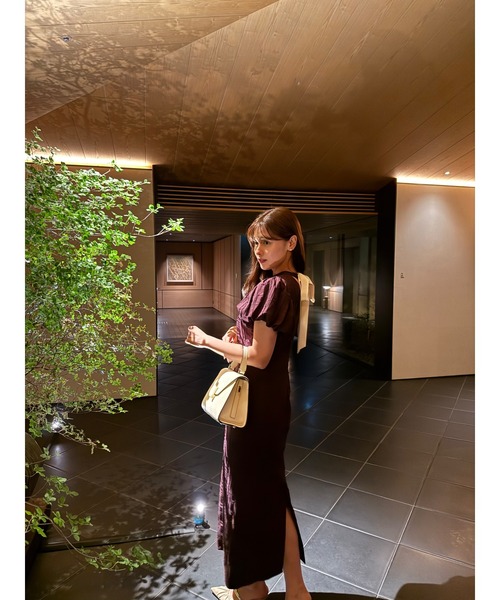 ワンピース Bloom-Sleeve Jacquard Dress Her lip to ワンピース Bloom-Sleeve Jacquard Dress : ZOZOTOWN