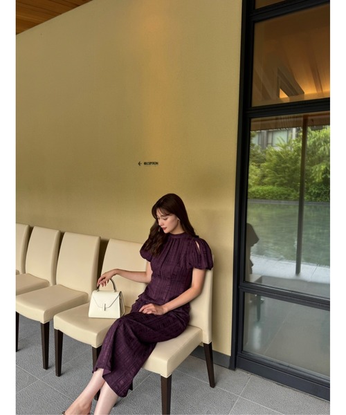 Bloom-Sleeve Jacquard Dress（ワンピース）｜Her lip to（ハー