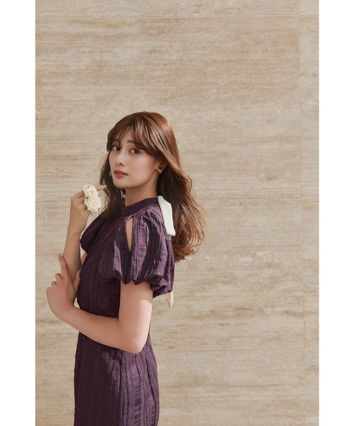 ワンピース herlipto Bloom-Sleeve Jacquard Dress Bloom-Sleeve Jacquard Dress（ワンピース）｜Her lip to（ハー