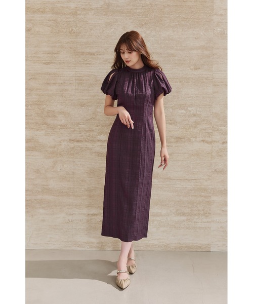 最終値下げ！【即完売品！】Bloom-Sleeve Jacquard Dress Bloom-Sleeve Jacquard Dress（ワンピース）｜Her lip to（ハー
