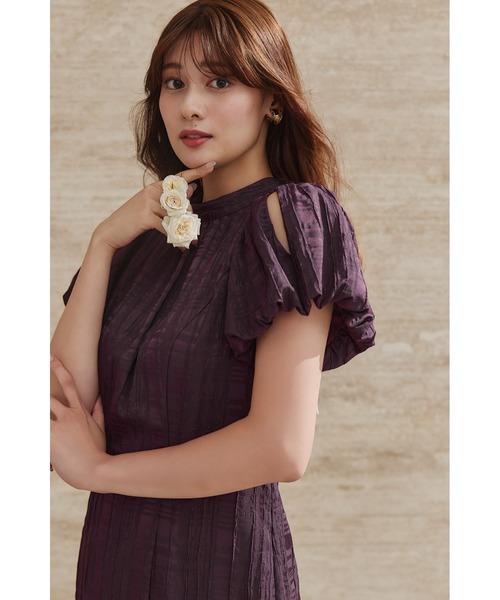 ワンピース Bloom-Sleeve Jacquard Dress Bloom-Sleeve Jacquard Dress（ワンピース）｜Her lip to（ハー