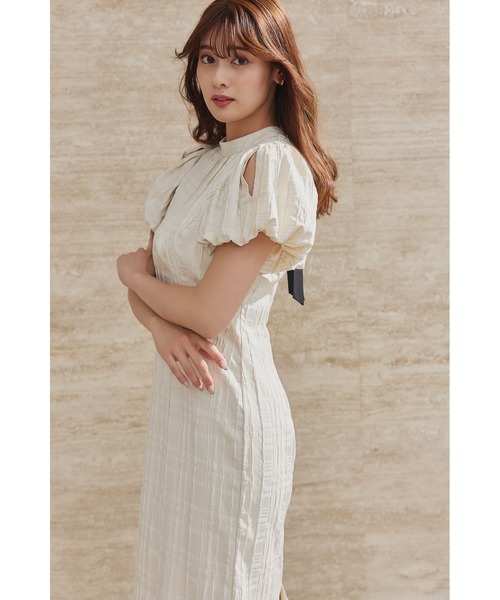 ワンピース herlipto Bloom-Sleeve Jacquard Dress Bloom-Sleeve Jacquard Dress（ワンピース）｜Her lip to（ハー
