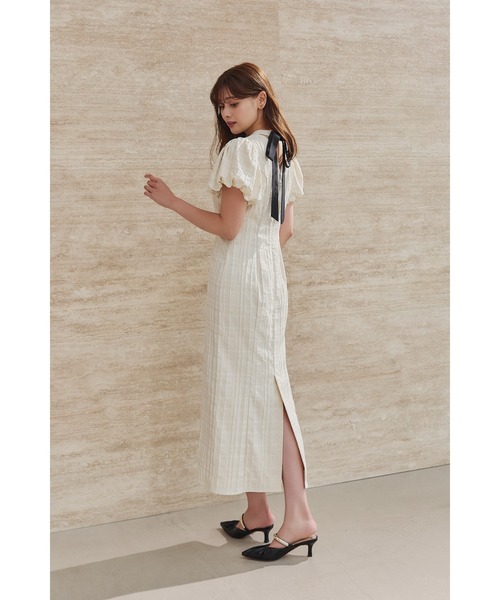 新品 herlipto Bloom-Sleeve Jacquard Dress Bloom-Sleeve Jacquard Dress（ワンピース）｜Her lip to（ハー