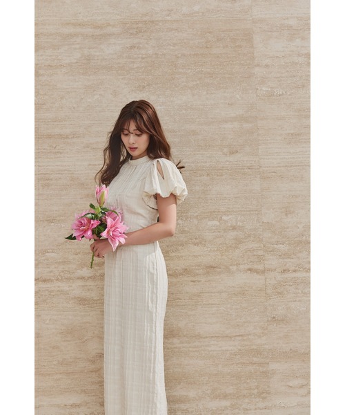 ワンピース herlipto Bloom-Sleeve Jacquard Dress Bloom-Sleeve Jacquard Dress（ワンピース）｜Her lip to（ハー