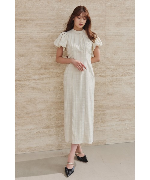 ワンピース Bloom-Sleeve Jacquard Dress Bloom-Sleeve Jacquard Dress(ワンピース)|Her lip to(ハー