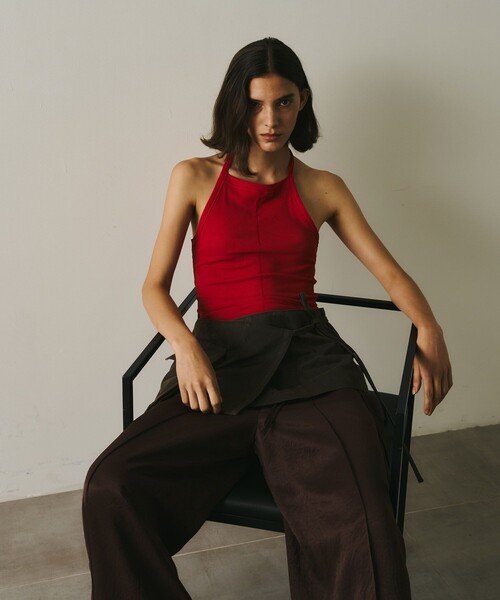 UNITED TOKYO(ユナイテッドトウキョウ)の「【2way】Vintage Leather Belted Satin PT|レイヤード/秋服/細見え(その他パンツ・レディース・ブラック/ブラウン・1/2)」の1枚目の写真