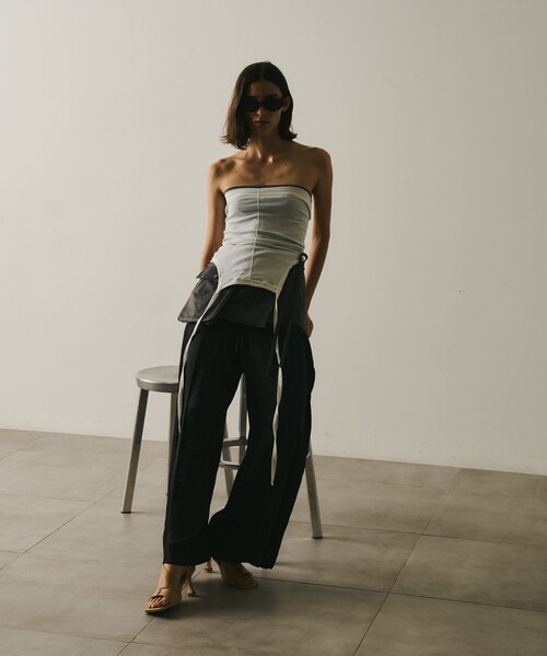 UNITED TOKYO(ユナイテッドトウキョウ)の「【2way】Vintage Leather Belted Satin PT|レイヤード/秋服/細見え(その他パンツ・レディース・ブラック/ブラウン・1/2)」の6枚目の写真