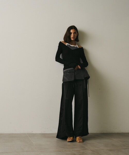 UNITED TOKYO(ユナイテッドトウキョウ)の「【2way】Vintage Leather Belted Satin PT|レイヤード/秋服/細見え(その他パンツ・レディース・ブラック/ブラウン・1/2)」の7枚目の写真