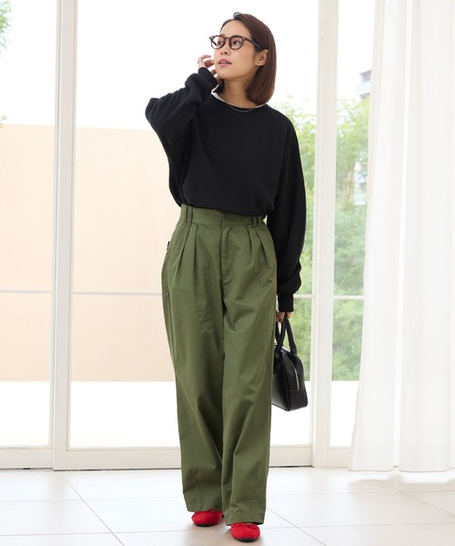THE CRAFT CREW PRODUCTS(ザクラフトクループロダクツ)の「ラグランスリーブリンガーワッフルロングスリーブTシャツ<抗菌防臭>【THE CRAFT CREW PRODUCTS】(Tシャツ/カットソー・レディース・アイボリー/アイボリー系/カーキ/ブラック/ブラック系/ネイビー/チャコール/ライトグレー/グレイッシュベージュ・M/L)」の11枚目の写真