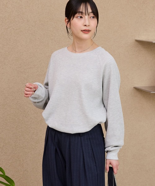 ラグランスリーブリンガーワッフルロングスリーブTシャツ＜抗菌防臭
