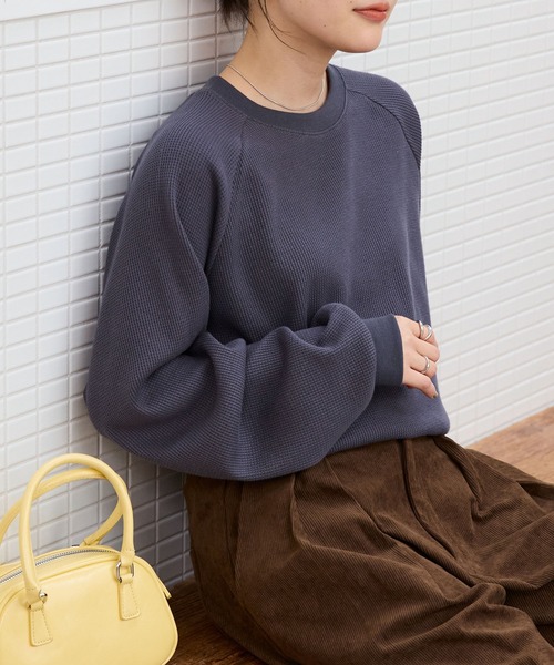 THE CRAFT CREW PRODUCTS（ザクラフトクループロダクツ）の「ラグランスリーブリンガーワッフルロングスリーブTシャツ＜抗菌防臭＞【THE CRAFT CREW PRODUCTS】（Tシャツ/カットソー・レディース・アイボリー/アイボリー系/カーキ/ブラック/ブラック系/ネイビー/チャコール/ライトグレー/グレイッシュベージュ・M/L）」の15枚目の写真