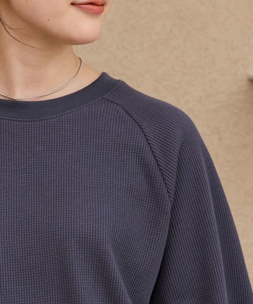 THE CRAFT CREW PRODUCTS（ザクラフトクループロダクツ）の「ラグランスリーブリンガーワッフルロングスリーブTシャツ＜抗菌防臭＞【THE CRAFT CREW PRODUCTS】（Tシャツ/カットソー・レディース・アイボリー/アイボリー系/カーキ/ブラック/ブラック系/ネイビー/チャコール/ライトグレー/グレイッシュベージュ・M/L）」の14枚目の写真
