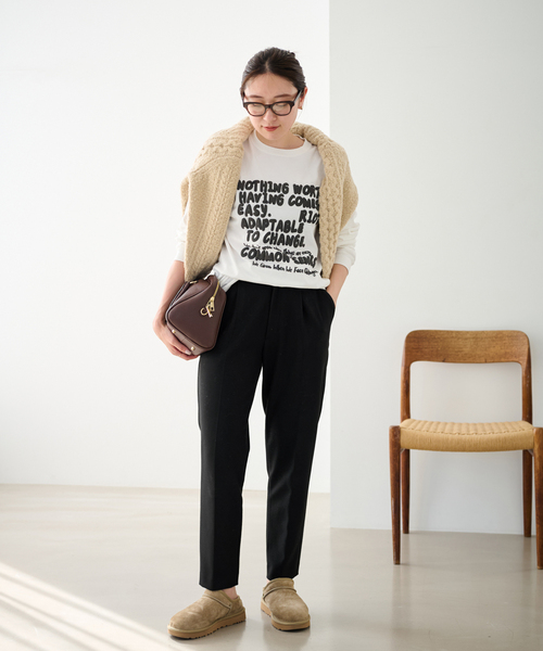 FRAMeWORK（フレームワーク）の「≪追加≫T/R両面起毛パンツ（スラックス・レディース・ブラック/チャコールグレー/ホワイト/ネイビー/グレー・34/36/38/40）」の6枚目の写真