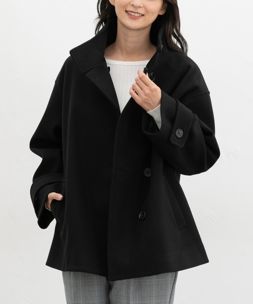 Honeys（ハニーズ）の「【抗菌防臭・静電気軽減】スタンドハーフ丈コート（その他アウター・レディース・グレイッシュブルー/ライトグレー系/ベージュ/ブラック/アイボリー・L/3L/S/M/LL）」の13枚目の写真