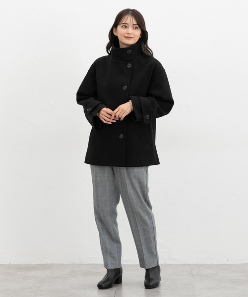 Honeys（ハニーズ）の「【抗菌防臭・静電気軽減】スタンドハーフ丈コート（その他アウター・レディース・グレイッシュブルー/ライトグレー系/ベージュ/ブラック/アイボリー・L/3L/S/M/LL）」の14枚目の写真