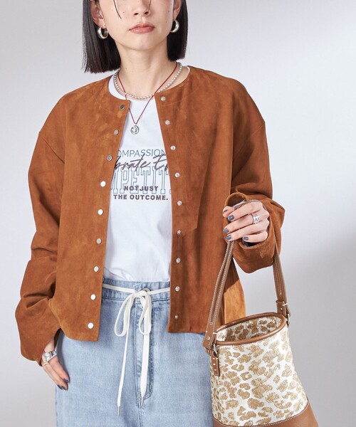 loewe ゴートスウェード　ジップアップブルゾン ゴート スエード ノーカラー ブルゾン（ブルゾン）｜SHIPS