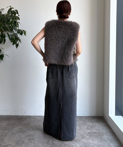 DouDou（ドゥドゥ）の「【WEB限定】ラメファーベスト（ベスト・レディース・チャコールグレー/ベージュ・FREE）」の7枚目の写真