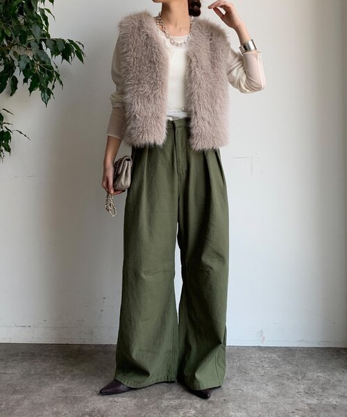 DouDou（ドゥドゥ）の「【WEB限定】ラメファーベスト（ベスト・レディース・チャコールグレー/ベージュ・FREE）」の15枚目の写真