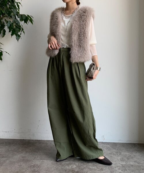 DouDou（ドゥドゥ）の「【WEB限定】ラメファーベスト（ベスト・レディース・チャコールグレー/ベージュ・FREE）」の17枚目の写真