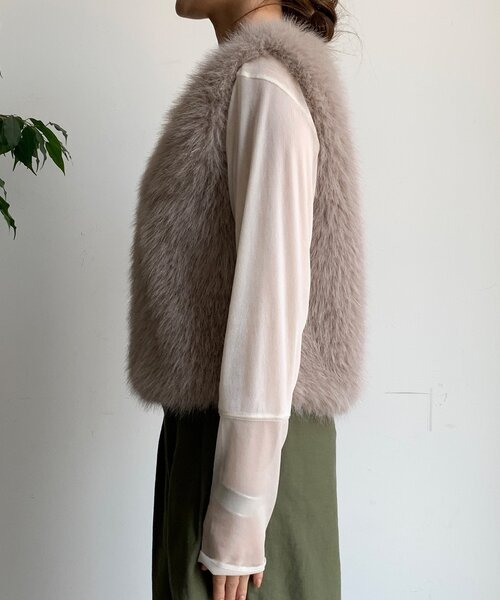 セール】【WEB限定】ラメファーベスト（ベスト）｜DouDou（ドゥドゥ