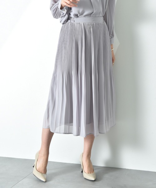 INTERPLANET（インタープラネット）の「シフォンジョーゼットプリーツスカート（スカート・レディース・ネイビー/ライトベージュ・FREE）」の9枚目の写真