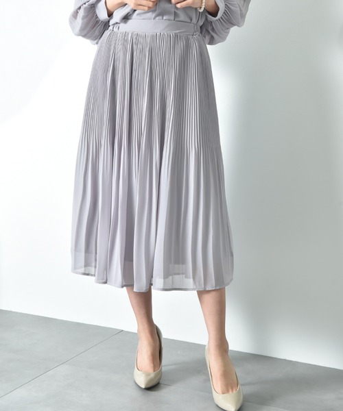 INTERPLANET（インタープラネット）の「シフォンジョーゼットプリーツスカート（スカート・レディース・ネイビー/ライトベージュ・FREE）」の12枚目の写真