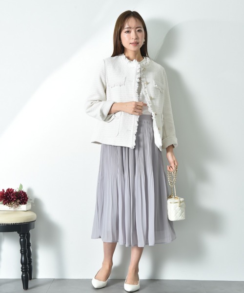 INTERPLANET（インタープラネット）の「シフォンジョーゼットプリーツスカート（スカート・レディース・ネイビー/ライトベージュ・FREE）」の18枚目の写真