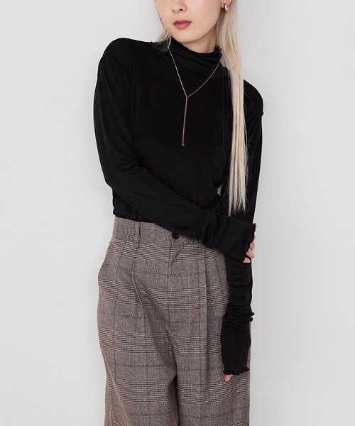 【forksy.】メロー切り替えハイネックロンＴ