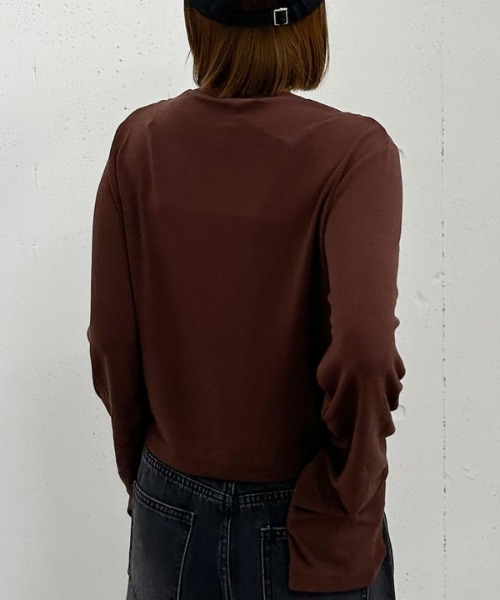 archives(アルシーヴ)の「ドロストギャザーカットTOPS(Tシャツ/カットソー・レディース・ブラック/チャコールグレー/ブラウン・MEDIUM)」の7枚目の写真