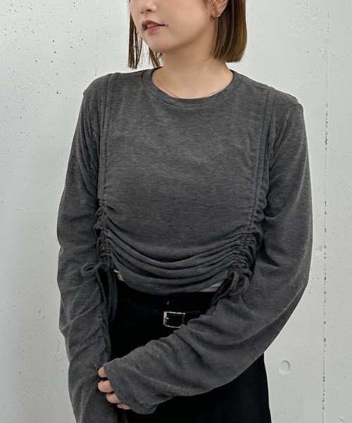 archives(アルシーヴ)の「ドロストギャザーカットTOPS(Tシャツ/カットソー・レディース・ブラック/チャコールグレー/ブラウン・MEDIUM)」の20枚目の写真