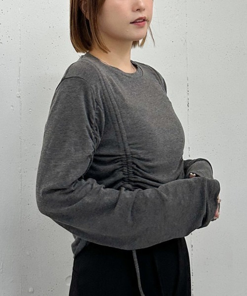 archives(アルシーヴ)の「ドロストギャザーカットTOPS(Tシャツ/カットソー・レディース・ブラック/チャコールグレー/ブラウン・MEDIUM)」の21枚目の写真