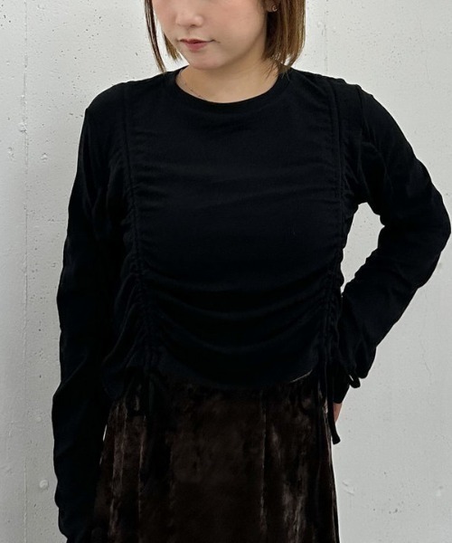 archives(アルシーヴ)の「ドロストギャザーカットTOPS(Tシャツ/カットソー・レディース・ブラック/チャコールグレー/ブラウン・MEDIUM)」の11枚目の写真