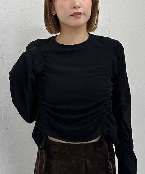 archives(アルシーヴ)の「ドロストギャザーカットTOPS(Tシャツ/カットソー・レディース・ブラック/チャコールグレー/ブラウン・MEDIUM)」の12枚目の写真