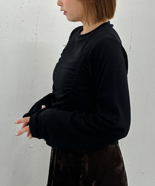 archives(アルシーヴ)の「ドロストギャザーカットTOPS(Tシャツ/カットソー・レディース・ブラック/チャコールグレー/ブラウン・MEDIUM)」の13枚目の写真
