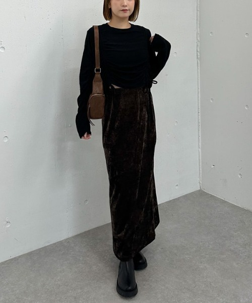 archives(アルシーヴ)の「ドロストギャザーカットTOPS(Tシャツ/カットソー・レディース・ブラック/チャコールグレー/ブラウン・MEDIUM)」の16枚目の写真
