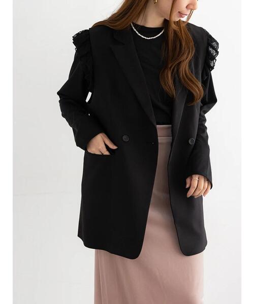 Te chichi（テチチ）の「レースドッキングテーラードジレ（ベスト・レディース・ダークブラウン/ブラック・F）」の2枚目の写真