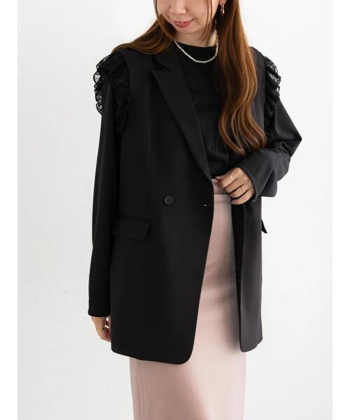 Te chichi（テチチ）の「レースドッキングテーラードジレ（ベスト・レディース・ダークブラウン/ブラック・F）」の16枚目の写真